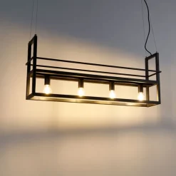 QAZQA Intelligente Hängelampe schwarz inkl. WiFi A60 Lichtquellen - Cage Rack