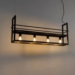 QAZQA Intelligente Hängelampe schwarz inkl. WiFi A60 Lichtquellen - Cage Rack