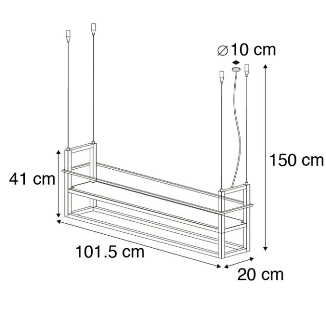 QAZQA Intelligente Hängelampe schwarz inkl. WiFi A60 Lichtquellen - Cage Rack