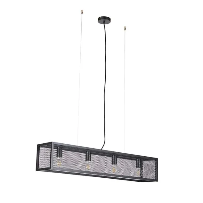 QAZQA Intelligente industrielle Hängelampe schwarz inkl. 4 WiFi A60 - Käfig