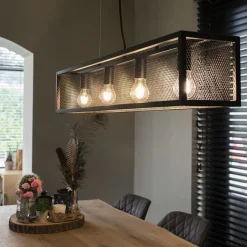 QAZQA Intelligente industrielle Hängelampe schwarz inkl. 4 WiFi A60 - Käfig