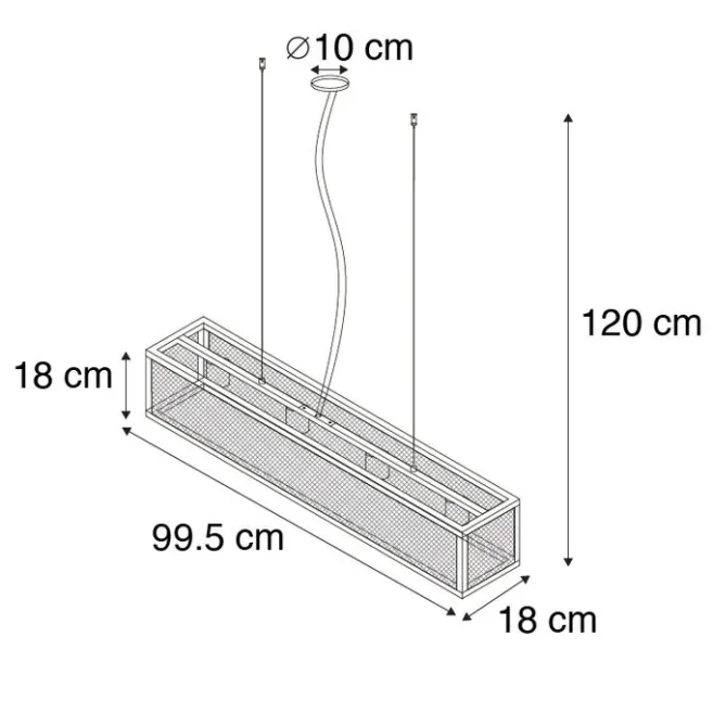 QAZQA Intelligente industrielle Hängelampe schwarz inkl. 4 WiFi A60 - Käfig