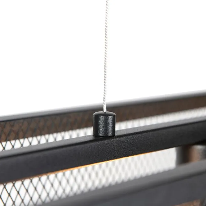 QAZQA Intelligente industrielle Hängelampe schwarz inkl. 4 WiFi A60 - Käfig