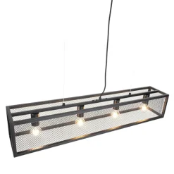 QAZQA Intelligente industrielle Hängelampe schwarz inkl. 4 WiFi A60 - Käfig