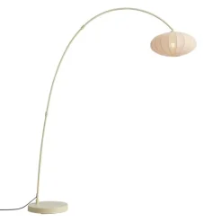 QAZQA Japandi Bogen Stehlampe Beige mit Schirm - Bida
