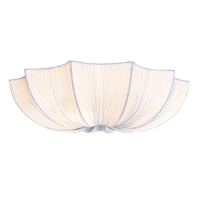 Kinder QAZQA Japandi Deckenleuchte Grau Seide 52cm 3-flammig - Plu