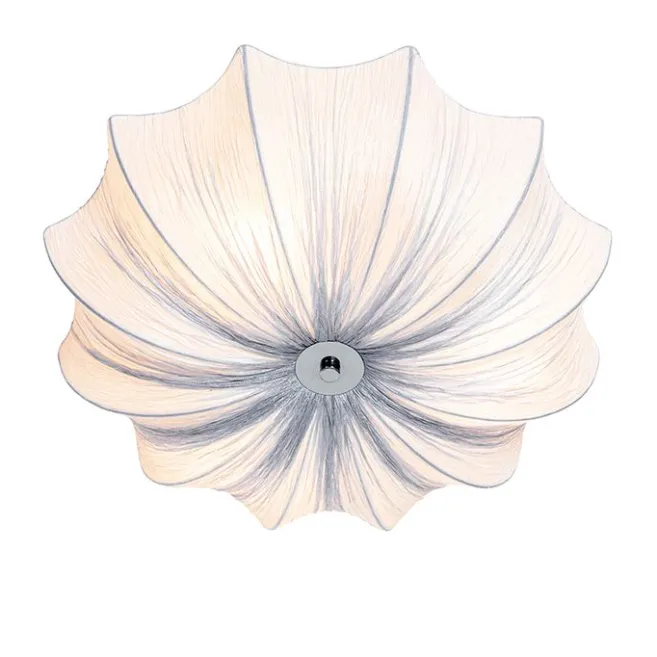 Kinder QAZQA Japandi Deckenleuchte Grau Seide 52cm 3-flammig - Plu