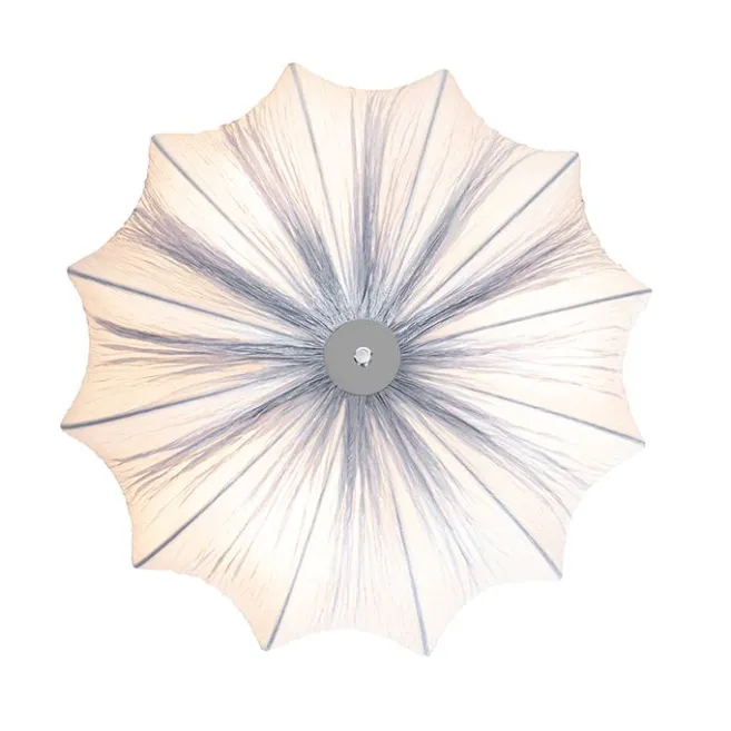 Kinder QAZQA Japandi Deckenleuchte Grau Seide 52cm 3-flammig - Plu