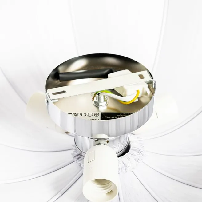 Kinder QAZQA Japandi Deckenleuchte Grau Seide 52cm 3-flammig - Plu