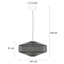 Trio Leuchten Japandi Hängelampe braunes Seil 61cm - Svea
