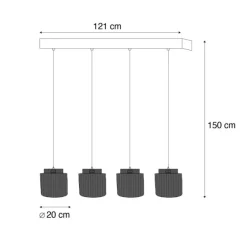 Trio Leuchten Japandi Hängelampe schwarz mit braunem Seil 4-flammig - Smilla