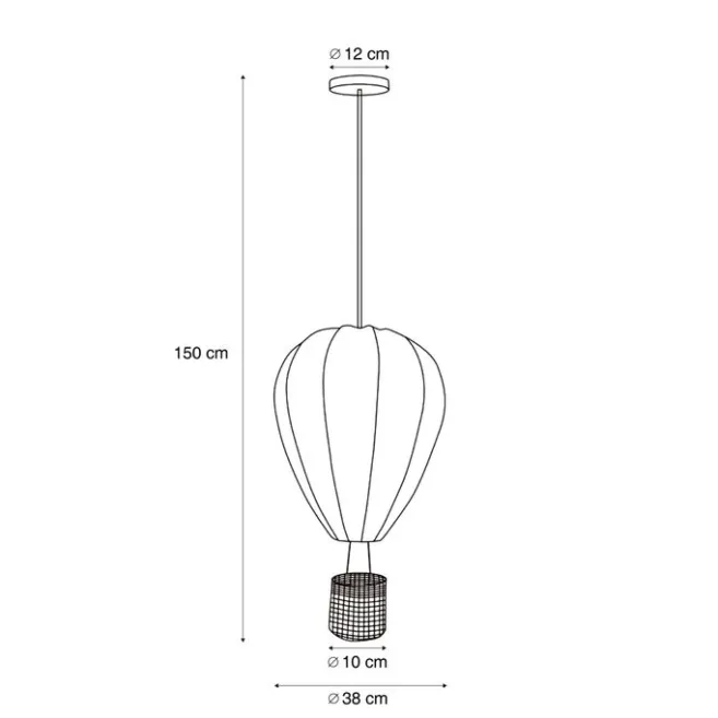 Kinder QAZQA Kinder-Pendelleuchte Rosa Heißluftballon - Air Balloon