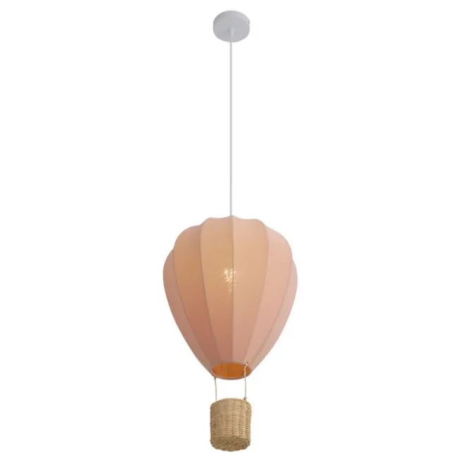 Kinder QAZQA Kinder-Pendelleuchte Rosa Heißluftballon - Air Balloon