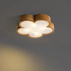 Kinder QAZQA Kinderzimmer-Deckenleuchte Holz mit Weiß - Lucille