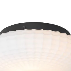 QAZQA Klassische Deckenleuchte schwarz mit Opalglas 23 cm IP44 - Nohmi