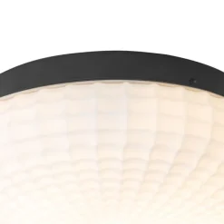 QAZQA Klassische Deckenleuchte schwarz mit Opalglas 30 cm IP44 - Nohmi