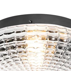 QAZQA Klassische Deckenleuchte schwarz mit Rauchglas 30 cm IP44 - Nohmi