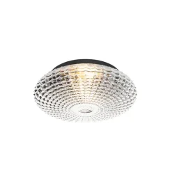 QAZQA Klassische Deckenleuchte schwarz mit Rauchglas 35 cm IP44 - Nohmi