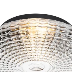 QAZQA Klassische Deckenleuchte schwarz mit Rauchglas 35 cm IP44 - Nohmi