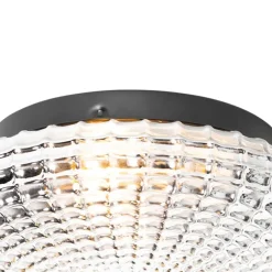 QAZQA Klassische Deckenleuchte schwarz mit Rauchglas 23 cm IP44 - Nohmi