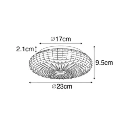 QAZQA Klassische Deckenleuchte schwarz mit Rauchglas 23 cm IP44 - Nohmi