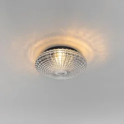 QAZQA Klassische Deckenleuchte schwarz mit Rauchglas 23 cm IP44 - Nohmi