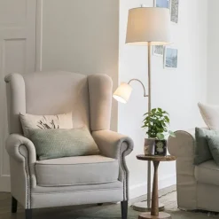 QAZQA Klassische Stehlampe Stahl mit weißem Schirm und Leselampe - Retro