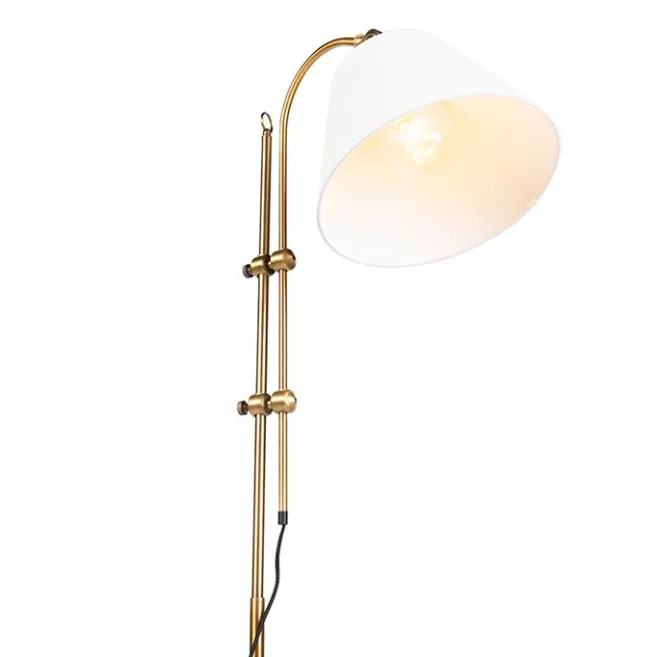 QAZQA Klassische Stehleuchte mit weißem Lampenschirm - Ashley