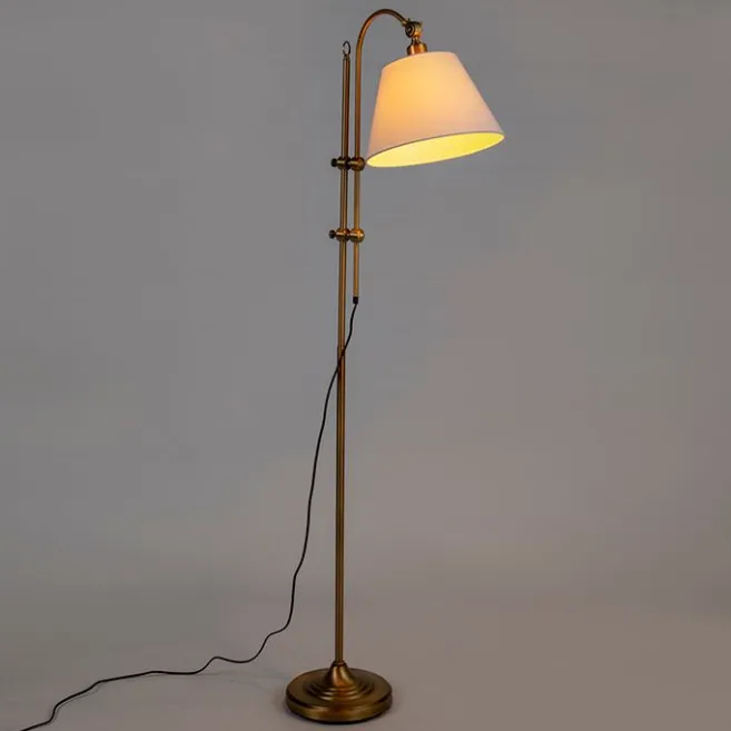 QAZQA Klassische Stehleuchte mit weißem Lampenschirm - Ashley