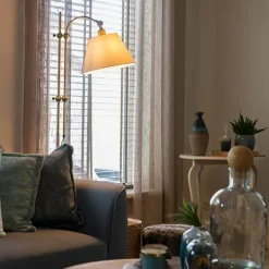 QAZQA Klassische Stehleuchte mit weißem Lampenschirm - Ashley