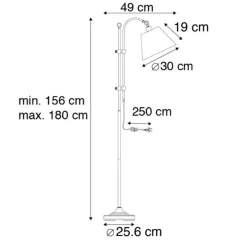 QAZQA Klassische Stehleuchte mit weißem Lampenschirm - Ashley