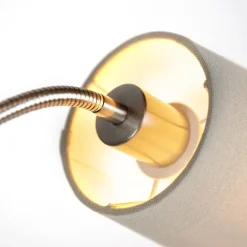 QAZQA Klassische Stehleuchte Stahl mit grauem Lampenschirm und Leselicht - Retro