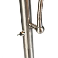 QAZQA Klassische Stehleuchte Stahl mit grauem Lampenschirm und Leselicht - Retro