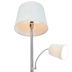 QAZQA Klassische Stehleuchte Stahl mit grauem Lampenschirm und Leselicht - Retro