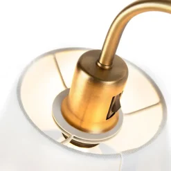 QAZQA Klassische Tischlampe Bronze mit weißem Schirm - Ashley