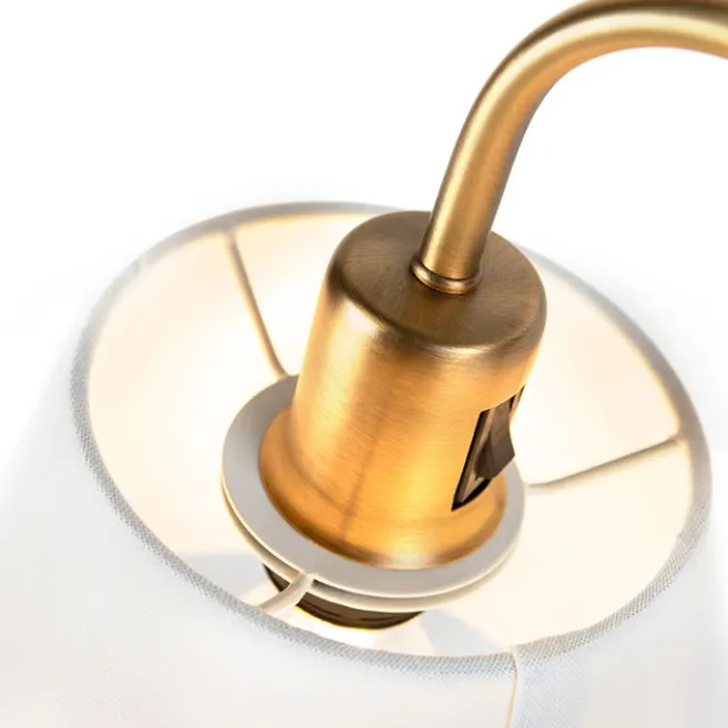 QAZQA Klassische Tischlampe Bronze mit weißem Schirm - Ashley