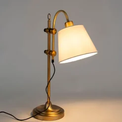 QAZQA Klassische Tischlampe Bronze mit weißem Schirm - Ashley