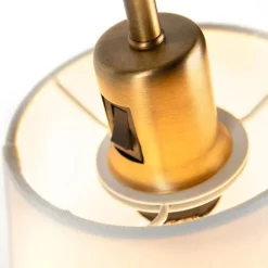 QAZQA Klassische Tischlampe Bronze mit weißem Schirm - Ashley