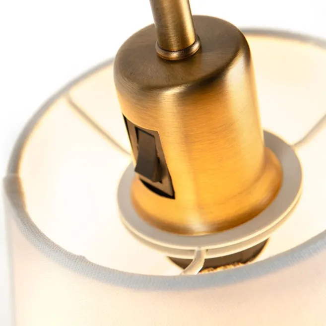 QAZQA Klassische Tischlampe Bronze mit weißem Schirm - Ashley
