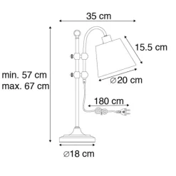 QAZQA Klassische Tischlampe Bronze mit weißem Schirm - Ashley