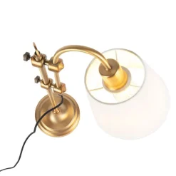 QAZQA Klassische Tischlampe Bronze mit weißem Schirm - Ashley