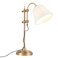 QAZQA Klassische Tischlampe Bronze mit weißem Schirm - Ashley