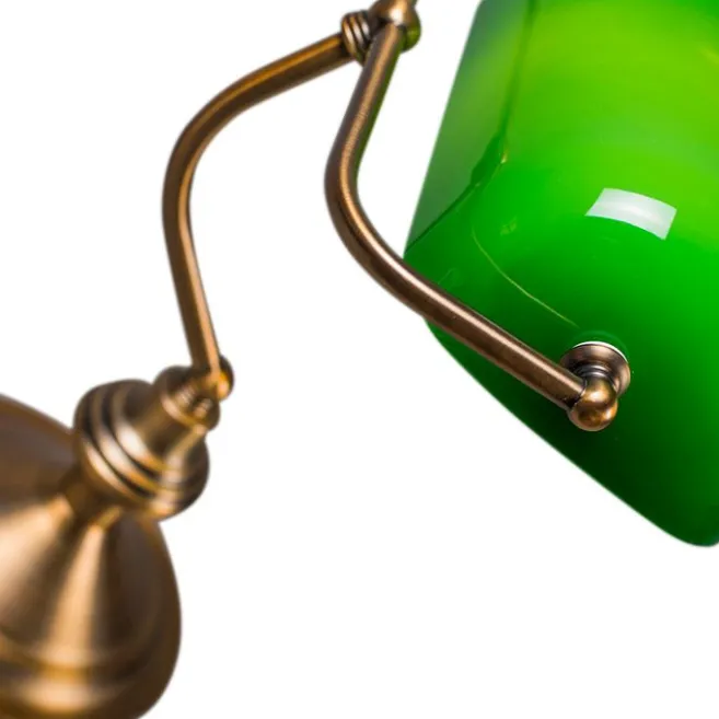 QAZQA Klassische Tischleuchte/Notarleuchte aus Bronze mit grünem Glas - Banker