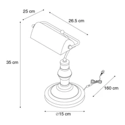 QAZQA Klassische Tischleuchte/Notarleuchte aus Bronze mit grünem Glas - Banker