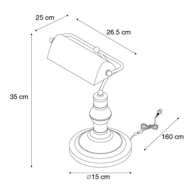 QAZQA Klassische Tischleuchte/Notarleuchte aus Bronze mit grünem Glas - Banker