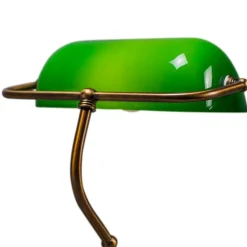 QAZQA Klassische Tischleuchte/Notarleuchte aus Bronze mit grünem Glas - Banker