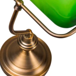 QAZQA Klassische Tischleuchte/Notarleuchte aus Bronze mit grünem Glas - Banker