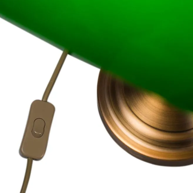 QAZQA Klassische Tischleuchte/Notarleuchte aus Bronze mit grünem Glas - Banker