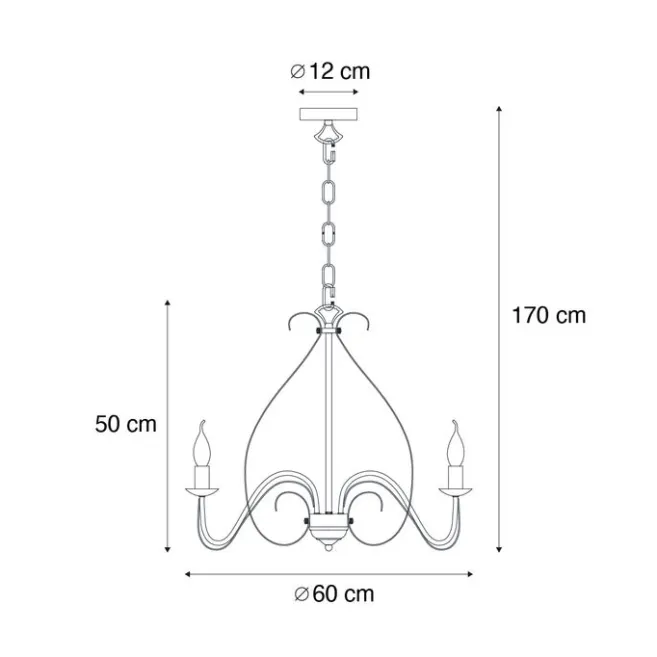 QAZQA Klassischer Kronleuchter Rostbraun 5-flammig - Giuseppe