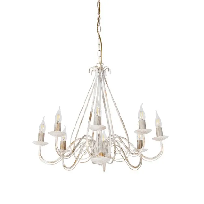 QAZQA Klassischer Kronleuchter Creme 8-flammig - Giuseppe